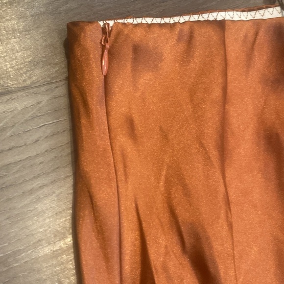 Zeagoo Womens Silk Rustic Orange Skirt XS NWT - Picture 6 of 8